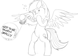 Size: 1169x853 | Tagged: safe, artist:mcsadat, rainbow dash, g4, female, medicine, monochrome, sick, solo