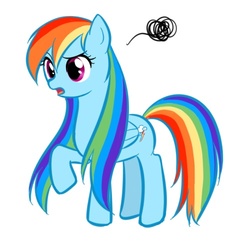 Size: 500x500 | Tagged: safe, artist:apzzang, rainbow dash, g4, alternate hairstyle, female, long mane, pixiv, simple background, solo