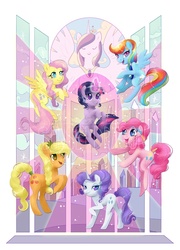 Size: 720x1000 | Tagged: safe, artist:flying-fox, applejack, fluttershy, pinkie pie, princess cadance, rainbow dash, rarity, twilight sparkle, g4, crystallized, mane six