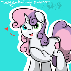 Size: 1000x1000 | Tagged: safe, artist:lightningnickel, sweetie belle, oc, oc:cotton candy, g4, 30 minute art challenge, heart, heterochromia, older, solo, tumblr