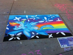 Size: 720x538 | Tagged: source needed, safe, artist:lexie casey, rainbow dash, g4, chalk, chalk art festival, chalk drawing, irl, photo, solo, street art, traditional art