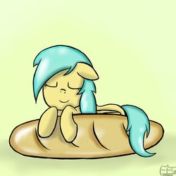 Size: 894x894 | Tagged: safe, artist:freefraq, sunshower raindrops, pegasus, pony, g4, bread, eyes closed, female, solo