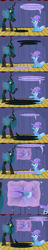 Size: 1280x6699 | Tagged: safe, artist:evil-dec0y, queen chrysalis, changeling, changeling queen, pony, unicorn, comic:trixie vs., g4, ask, cape, clothes, comic, duo, duo female, female, hat, mare, stage, trixie's cape, trixie's hat, tumblr