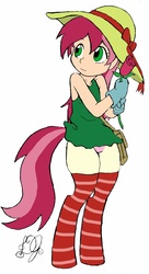 Size: 2128x3904 | Tagged: safe, artist:dj-black-n-white, edit, oc, oc only, oc:leaf, satyr, clothes, cute, female, panties, parent:roseluck, pink underwear, solo, underwear