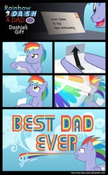 Size: 2000x3253 | Tagged: safe, artist:mlp-silver-quill, rainbow blaze, rainbow dash, pegasus, pony, g4, arrow, cloud, cloudy, comic, crying, dashie's gift, father's day, female, filly, letter, male, mare, sonic rainboom, stallion