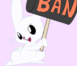 Size: 1067x922 | Tagged: safe, artist:outcast010, angel bunny, rabbit, g4, banhammer, hammer, male, solo, weapon