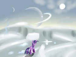 Size: 1200x900 | Tagged: safe, artist:camaine, twilight sparkle, g4, alien word, female, scenery, solo