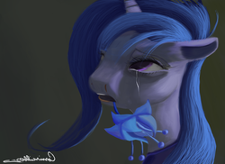 Size: 3501x2544 | Tagged: safe, artist:auroriia, princess luna, g4, crying, female, poison joke, s1 luna, sad, solo