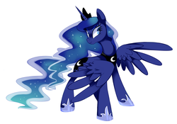 Size: 2175x1520 | Tagged: safe, artist:pepooni, princess luna, g4, female, simple background, solo, spread wings, white background