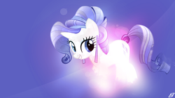 Size: 1920x1080 | Tagged: safe, artist:jave-the-13, rarity, g4, alternate hairstyle, female, glowing, lens flare, solo, vector, wallpaper