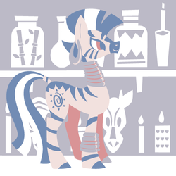 Size: 500x500 | Tagged: dead source, safe, artist:yousukou, zecora, zebra, g4, female, limited palette, solo