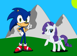 Size: 1800x1300 | Tagged: safe, artist:shadow051, rarity, g4, crossover, crossover shipping, female, interspecies, love, male, rarisonic, shipping, sonic the hedgehog, sonic the hedgehog (series), straight