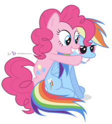 Size: 1125x1250 | Tagged: safe, artist:dm29, pinkie pie, rainbow dash, g4, bored, duo, forced smile, grin, gritted teeth, happy, rainbow dash is not amused, simple background, smile smile smile, smiling, transparent background, unamused