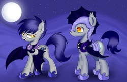 Size: 2099x1359 | Tagged: safe, artist:kas92, oc, bat pony, pony, moon, night, night guard, stars