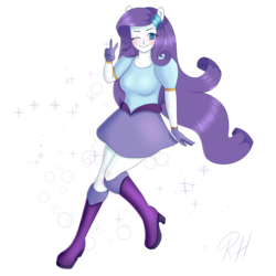 Size: 1600x1600 | Tagged: safe, artist:robynne, rarity, equestria girls, g4, female, humanized, magical girl, solo