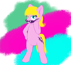 Size: 1103x1007 | Tagged: safe, artist:elgatorapido, shady, pony, g1, bipedal, female, solo, sunglasses