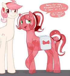 Size: 925x1000 | Tagged: safe, artist:redintravenous, oc, oc only, oc:red ribbon, crystal pony, pony, unicorn, ask red ribbon, bag, crystallized, female, mare, saddle bag, tumblr