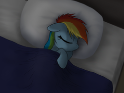 Size: 800x600 | Tagged: safe, artist:dawnmistpony, rainbow dash, fanfic:my little dashie, g4, bed, female, filly, filly rainbow dash, pillow, sleeping, solo