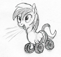 Size: 971x900 | Tagged: safe, artist:php87, oc, oc only, oc:wheely bopper, pegasus, pony, monochrome, sketch, solo