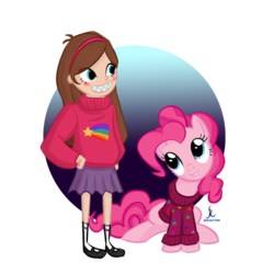 Size: 930x930 | Tagged: safe, artist:planetrina, pinkie pie, g4, clothes, crossover, gravity falls, mabel pines, male, sweater