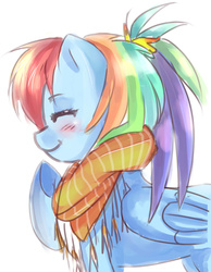 Size: 3500x4500 | Tagged: safe, artist:netamenta, rainbow dash, g4, alternate hairstyle, clothes, female, happy, high res, scarf, solo