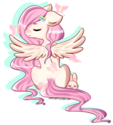 Size: 900x997 | Tagged: safe, artist:sarah, angel bunny, fluttershy, g4