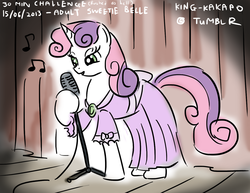 Size: 1280x986 | Tagged: safe, artist:king-kakapo, sweetie belle, pony, unicorn, g4, 30 minute art challenge, female, microphone, older, singing, solo