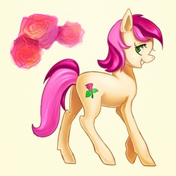 Size: 1200x1200 | Tagged: safe, artist:ilanta, roseluck, g4, female, flower, mare, rose, simple background, smiling, solo