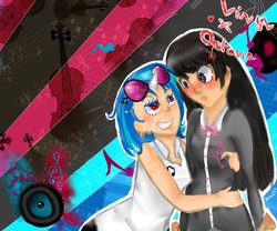 Size: 979x816 | Tagged: safe, artist:hanna030, dj pon-3, octavia melody, vinyl scratch, human, g4, duo, female, humanized, lesbian, ship:scratchtavia, shipping