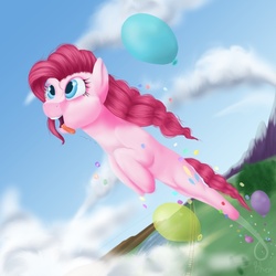 Size: 960x960 | Tagged: safe, artist:dertaii, pinkie pie, g4, balloon, female, solo