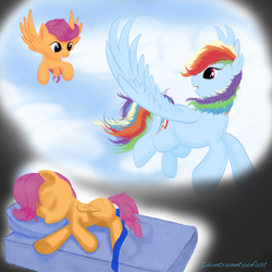 Size: 4500x4500 | Tagged: safe, artist:idontrunntoofast, rainbow dash, scootaloo, g4, absurd resolution