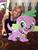 Size: 768x1024 | Tagged: safe, spike, dog, human, equestria girls, g4, cathy weseluck, cathy weseluck with cardboard, equestria girls premiere, irl, irl human, photo, spike the dog, voice actor