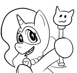 Size: 605x576 | Tagged: safe, artist:pembroke, trixie, pony, unicorn, g4, female, mare, monochrome, solo, weeaboo trixie