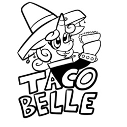 Size: 576x576 | Tagged: safe, artist:pembroke, sweetie belle, g4, female, meanie belle, monochrome, solo, sombrero, taco, taco bell, taco belle
