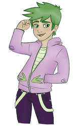Size: 3000x4500 | Tagged: safe, artist:satohai, spike, g4, clothes, hoodie, humanized, male, solo
