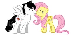 Size: 645x314 | Tagged: safe, artist:takeo, fluttershy, oc, g4, heart, kissing