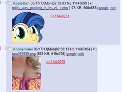 Size: 459x345 | Tagged: safe, oc, oc:milky way, human, /mlp/, 4chan, 4chan screencap, irl, irl human, meta, photo, tara strong