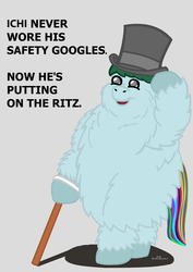 Size: 1316x1861 | Tagged: safe, artist:tricornking, fluffy pony, hat, ichi the blind fluffy, parody, ritz, solo, top hat