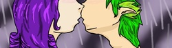 Size: 700x200 | Tagged: safe, artist:15madycat, rarity, spike, g4, female, humanized, imminent kissing, kissing, male, ship:sparity, shipping, straight