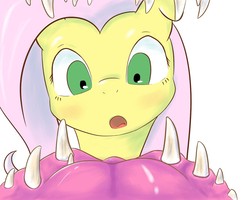 Size: 1280x1024 | Tagged: safe, artist:kiuxi, fluttershy, g4, maw, monster, mouth, perspective, pov, teeth, tongue out