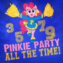 Size: 800x799 | Tagged: safe, artist:pixelkitties, pinkie pie, earth pony, pony, g4, bipedal, cheerleader, female, pom pom, solo