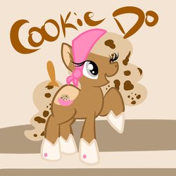 Size: 894x894 | Tagged: safe, artist:melting-milkyway, oc, oc only, food pony, original species, cookie dough, solo, spoon