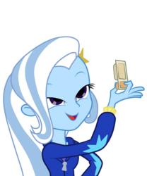 Size: 750x900 | Tagged: safe, artist:kressio, trixie, equestria girls, g4, my little pony equestria girls, crackers, exploitable meme, female, food, handi-snack, look what trixie found, meme origin, peanut butter, peanut butter crackers, simple background, solo, that human sure does love peanut butter crackers, transparent background, vector