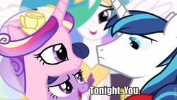 Size: 720x405 | Tagged: safe, princess cadance, princess celestia, shining armor, twilight sparkle, g4, image macro, tonight you