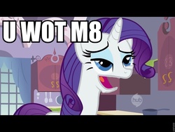 Size: 960x720 | Tagged: safe, edit, edited screencap, screencap, rarity, g4, female, hub logo, inverted mouth, solo, u wot m8