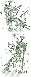 Size: 1277x3100 | Tagged: dead source, safe, artist:rossmaniteanzu, queen chrysalis, changeling, changeling queen, g4, female, sketch, traditional art