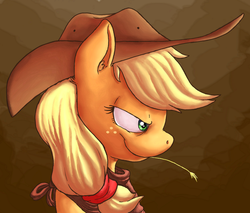 Size: 1309x1117 | Tagged: safe, artist:raunchyopposition, applejack, g4, badass, female, profile, solo, straw