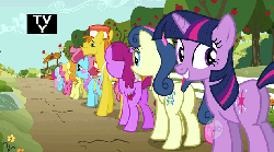 Size: 634x354 | Tagged: safe, edit, edited screencap, screencap, berry punch, berryshine, bon bon, carrot cake, carrot top, cherry berry, cup cake, golden harvest, pinkie pie, shoeshine, sweetie drops, twilight sparkle, earth pony, pony, unicorn, g4, the super speedy cider squeezy 6000, alternative cutie mark placement, animated, animation error, apple, apple tree, butt, female, hub logo, hubble, inner thigh cutie mark, looking back, male, mare, plot, stallion, sweet apple acres, tree, vibrating
