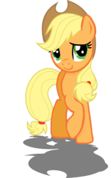 Size: 2656x4260 | Tagged: safe, artist:rontoday2012, artist:vegabases, applejack, g4, c:, cute, embarrassed, female, jackabetes, raised hoof, shadow, simple background, smiling, solo, transparent background, vector