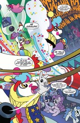 Size: 584x898 | Tagged: safe, idw, official comic, pinkie pie, ponyacci, twilight sparkle, g4, micro-series #5, my little pony micro-series, spoiler:comic, comic, idw advertisement, magic trick, preview